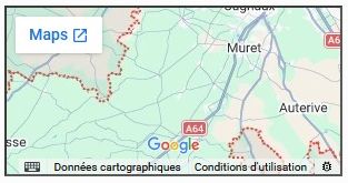Capture d'écran d'une carte de Haute-Garonne, Google Maps, 2026.