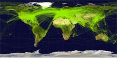 World airline routemap in 2009.
