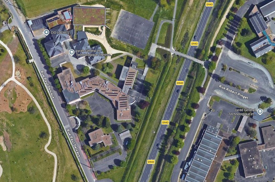 Carte de géolocalisation du lycée Thérèse Planiol à Loches (Google maps 2026).