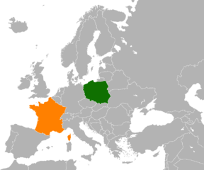 Carte de localisation de la France et de la Pologne.