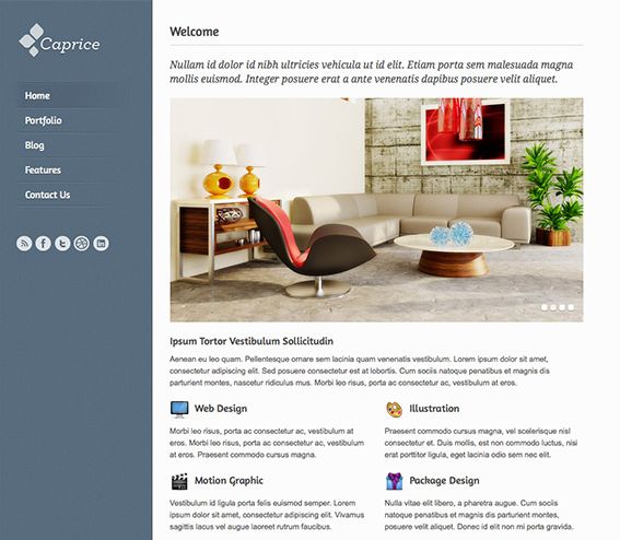 Aperçu du modèle Caprice, Free HTML template.